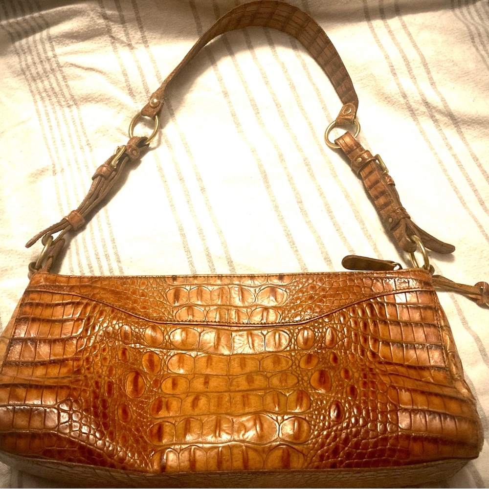 Retired Brahmin Toasted Almond shoulder bag. The original toasted almond line